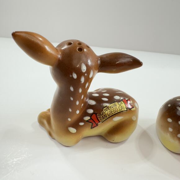 Vintage Spotted Fawn Salt & Pepper Shakers Occupied Japan Baby Deer San Diego - Picture 4 of 14